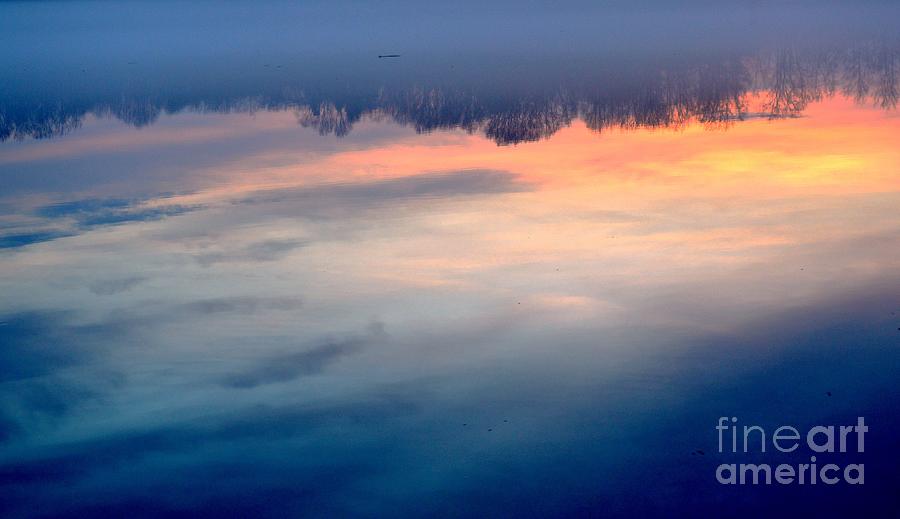 Delaware River Abstract Reflections Foggy Sunrise Nature Art Photograph by Robyn King