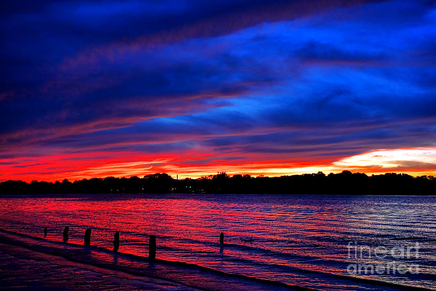 Delaware River Fiery Dusk  Photograph by Olivier Le Queinec