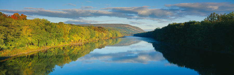 Nature Photograph - Delaware River In Autumn, Near Port by Panoramic Images