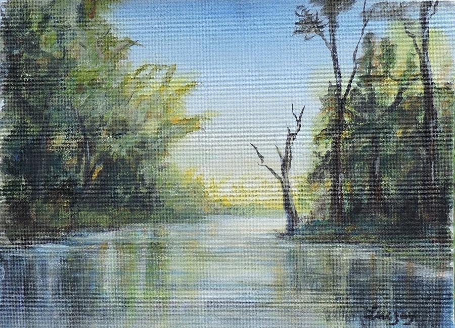 Delaware River  Painting by Katalin Luczay