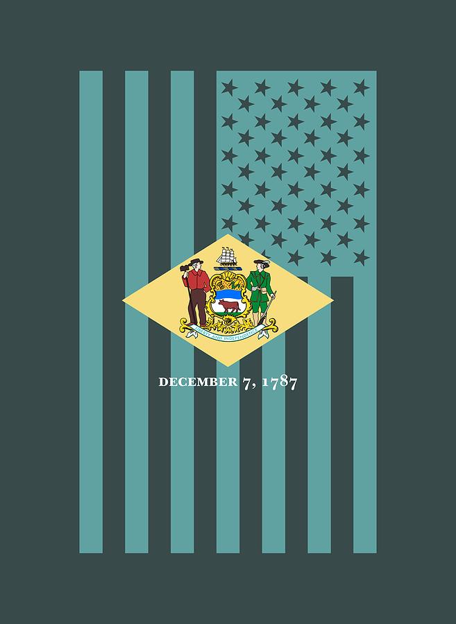 Delaware State Flag Graphic USA Styling Digital Art by Garaga Designs