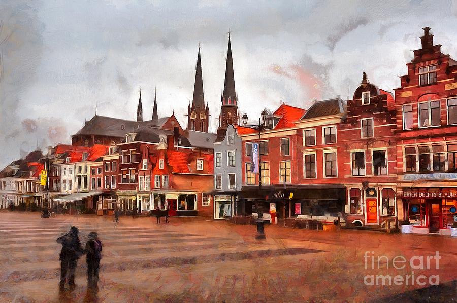 Delft-Central Market Square Digital Art by Eva Lechner