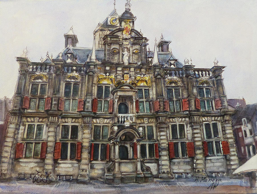 Delft City Hall Painting by Henrieta Maneva
