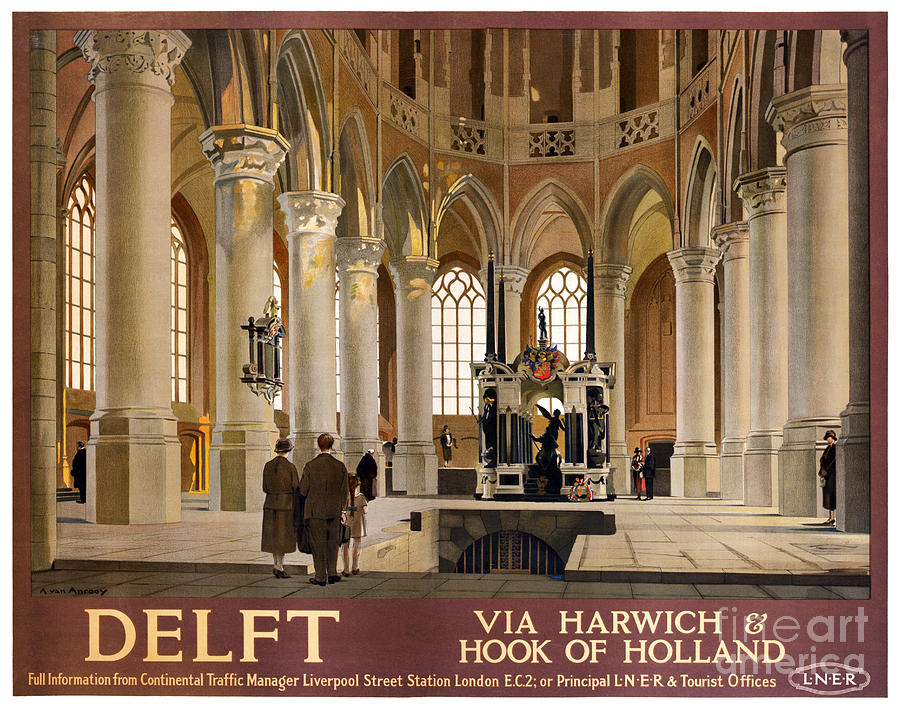Vintage Painting - Delft Vintage Travel Poster Restored by Vintage Treasure