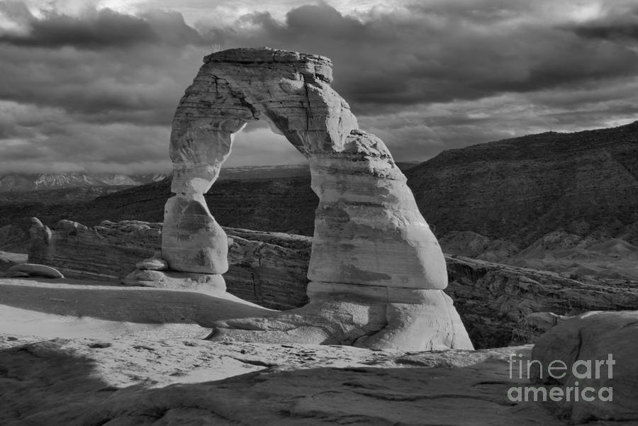 Delicate Arch Black And White Sunset Photograph by Adam Jewell