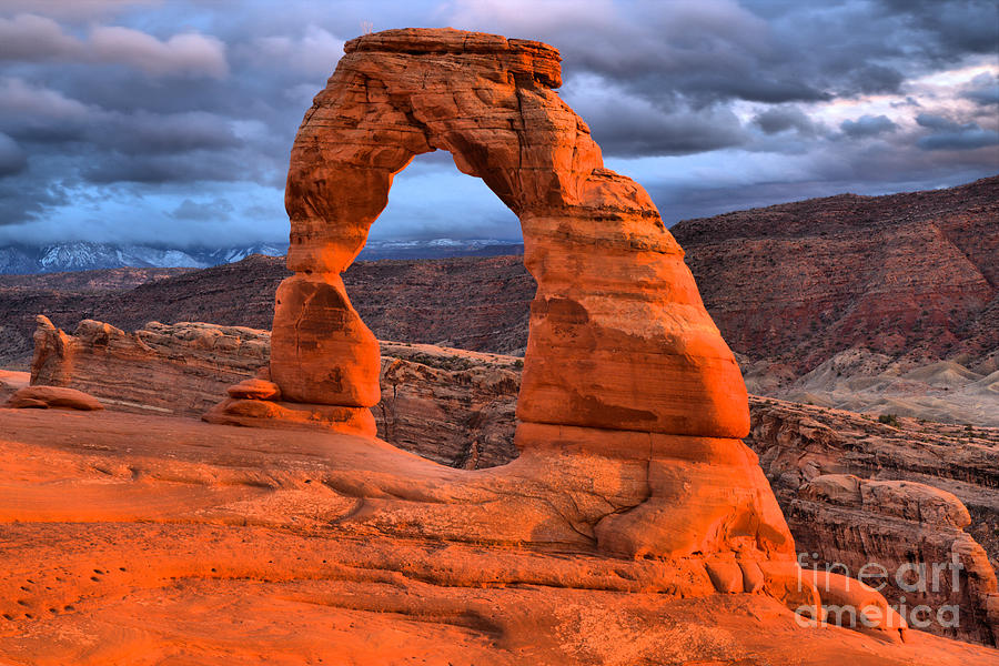 Arches National Park Photograph - Delicate Arch Orange Glow by Adam Jewell