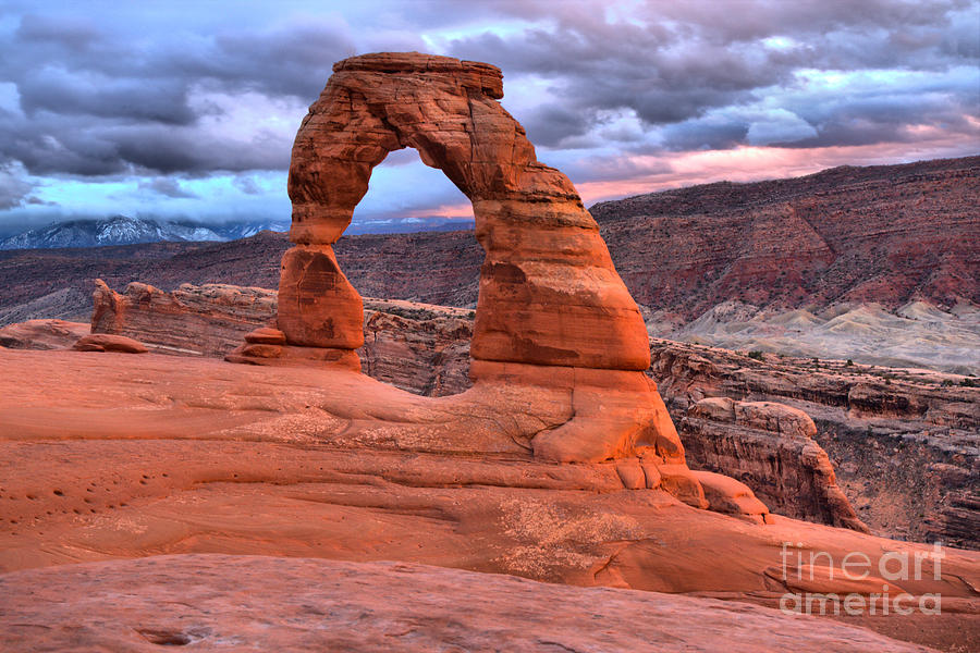 Delicate Arch Pink And Blue Pstels Photograph by Adam Jewell
