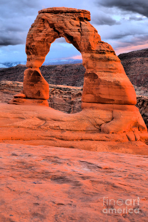 Delicate Arch Sunset Portrait Photograph by Adam Jewell