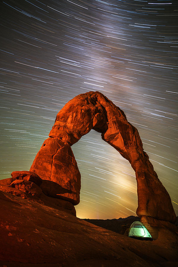 Delicate Arch Star Trails Photograph