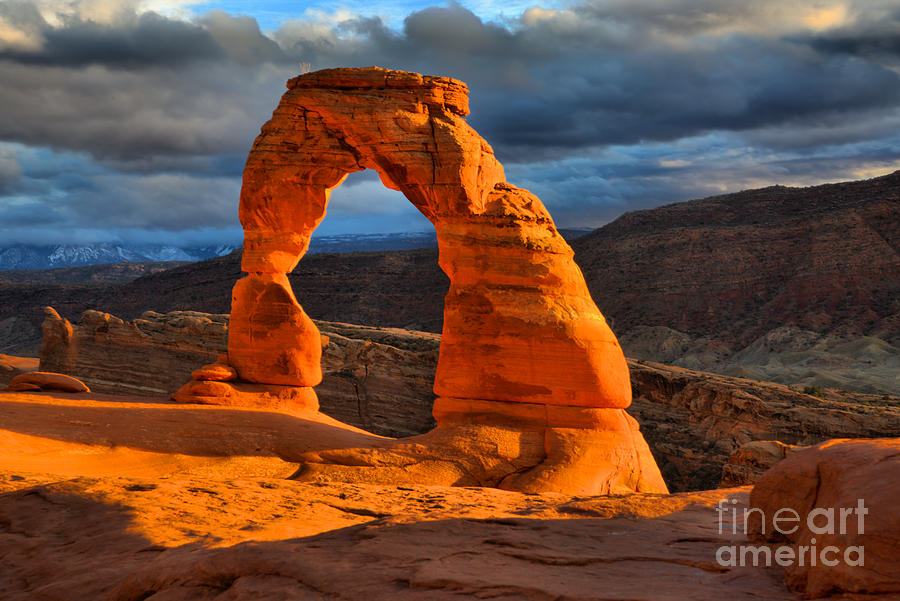 Delicate Arch Winter Glow Photograph by Adam Jewell