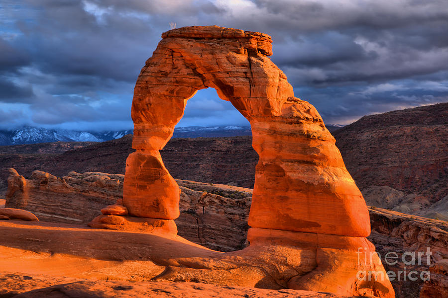 Delicate Arch Winter Sunset Glow Photograph by Adam Jewell
