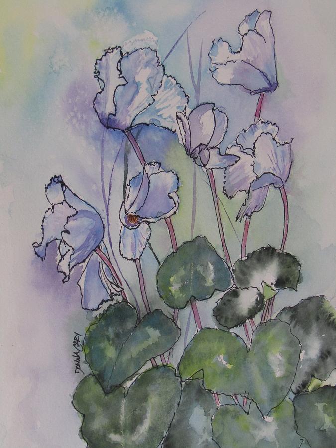 Delicate Cyclamen Painting by Donna Cary