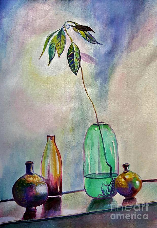 Vase Painting - Delicate hues by Manju Chaudhuri