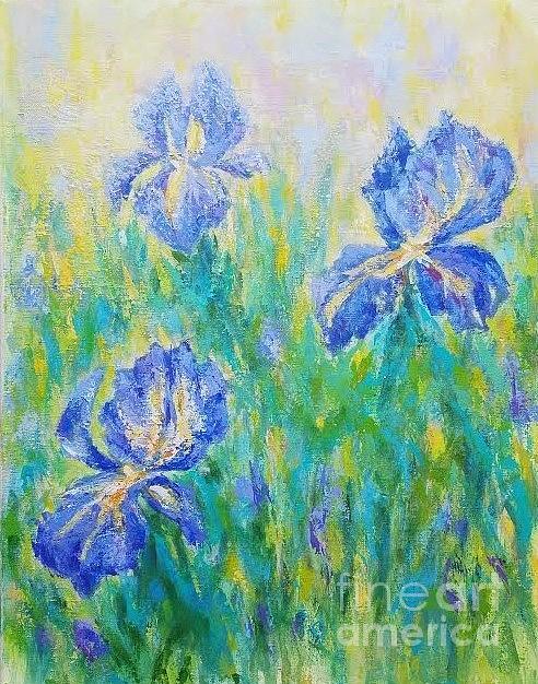 Delicate irises Painting by Olga Malamud-Pavlovich