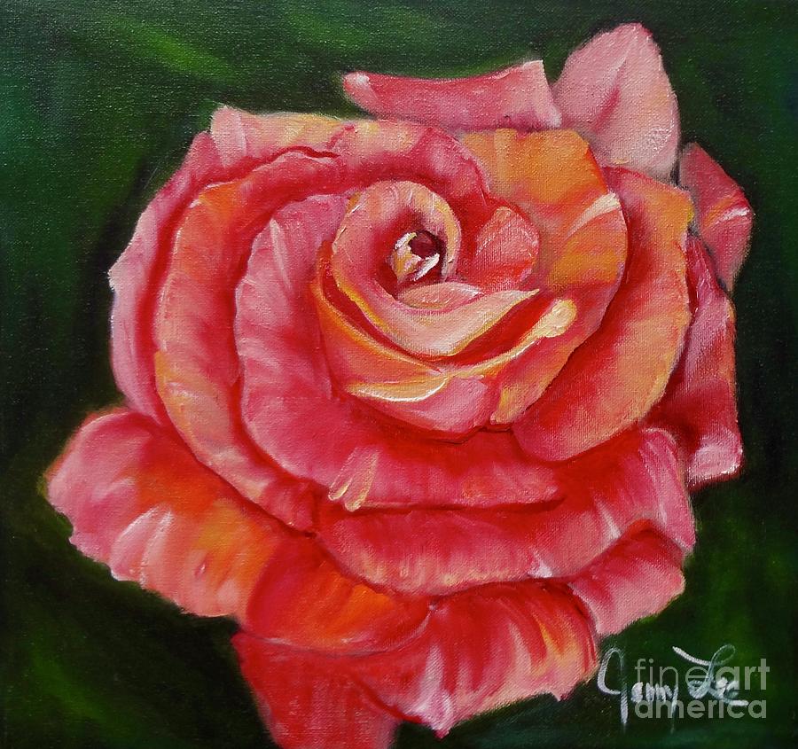 Delicate Peach Rose Painting by Jenny Lee