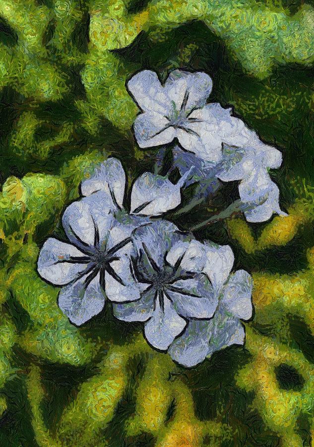 Delicate Plumbago Painted In Van Goch Style Painting by Taiche Acrylic Art