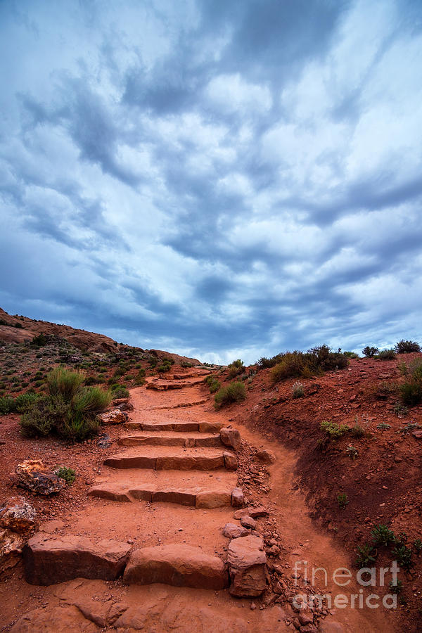 Delicate Stairway in Stormy Weather - Moab - Utah Photograph by Gary Whitton