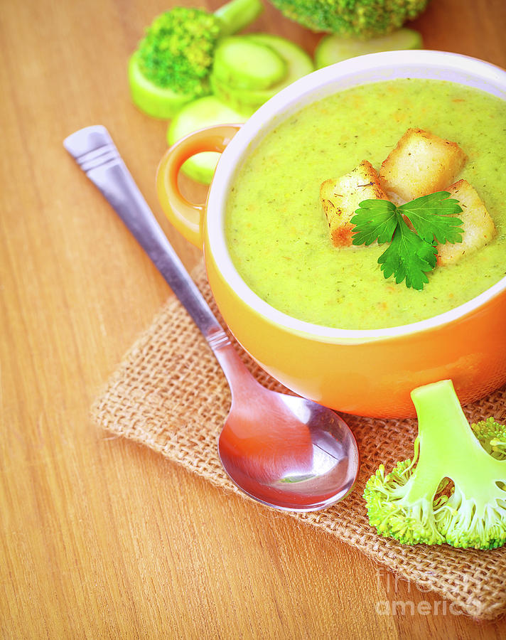 Delicious broccoli and zucchini soup Photograph by Anna Om