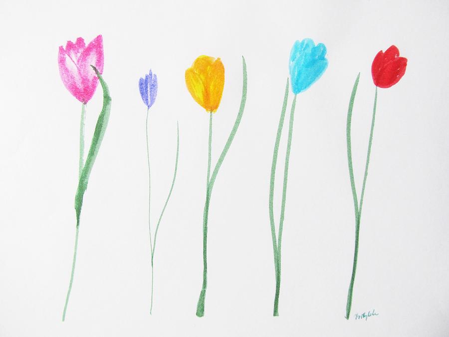 Delightful Tulips Painting by Trilby Cole