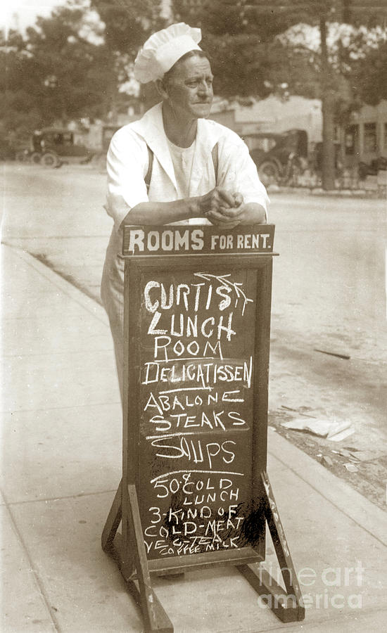 50 Cent Photograph - Delos C. Curtis  is leaning on his chalkboard Circa 1920 by Monterey County Historical Society