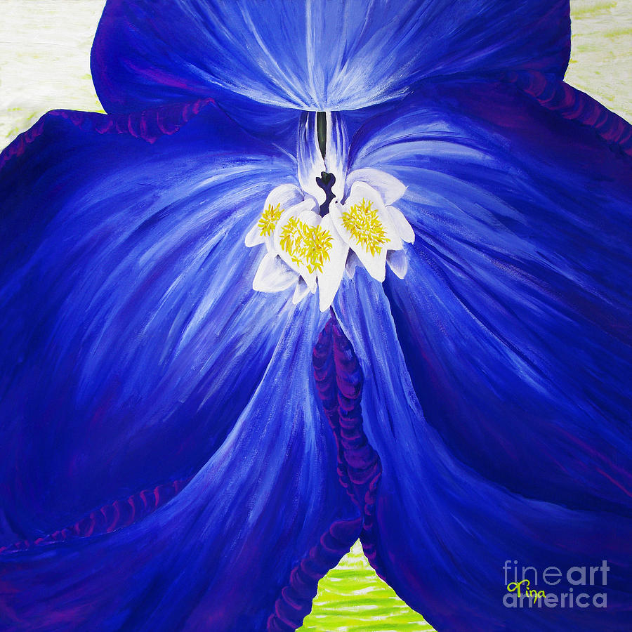 Delphinium, Modernist cobalt blue, violet floral art Painting by Tina ...