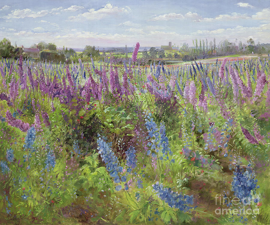 Delphiniums and Poppies Painting by Timothy Easton