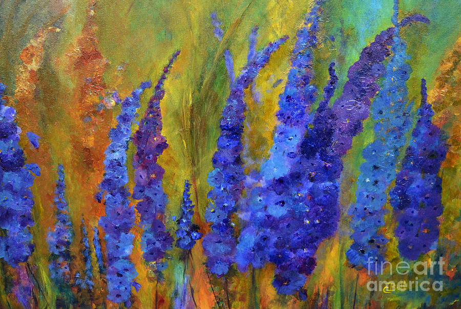 Delphiniums Painting by Claire Bull