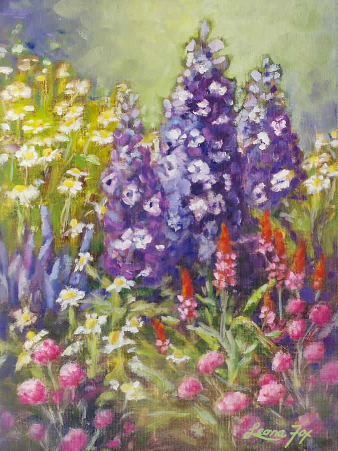 Delphiniums Painting by Leona Fox - Fine Art America