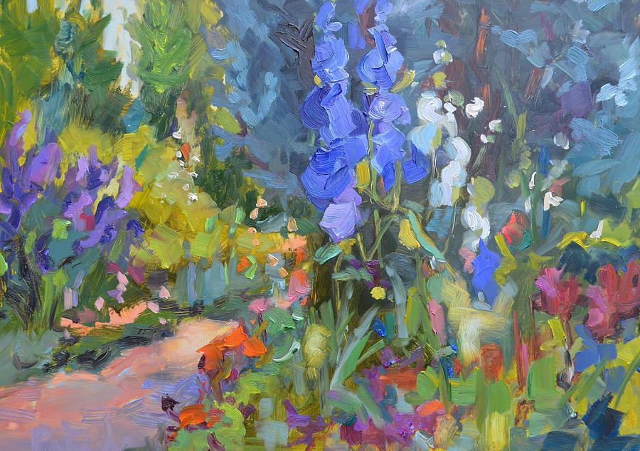 Delphiniums Painting by Patricia Maguire