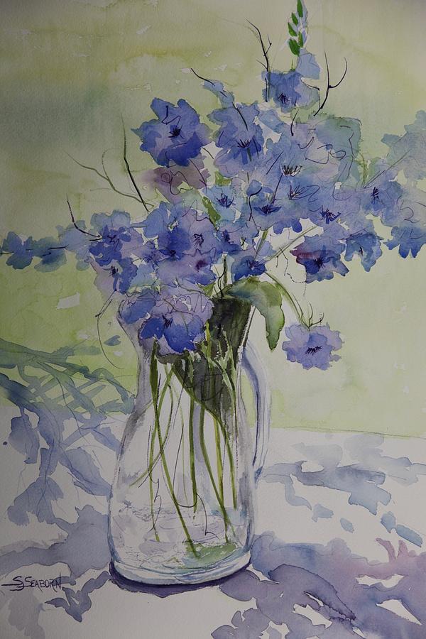 Delphiniums Painting by Susan Seaborn