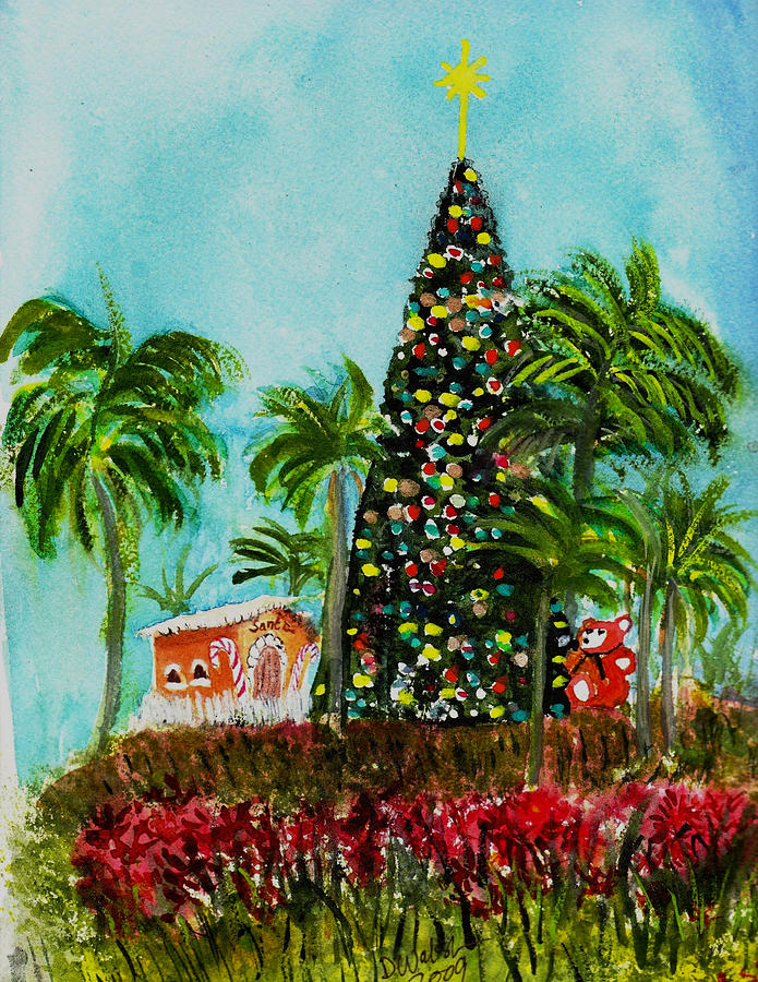 Delray Beach Christmas Tree Painting by Donna Walsh