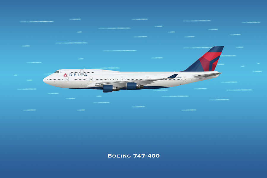 Delta Boeing 747-400 Digital Art by Airpower Art