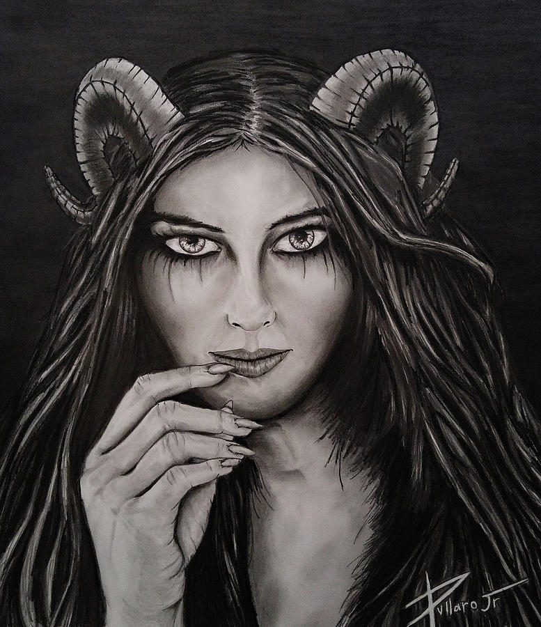 Draw Drawing - Demon Lady by William Pullaro Jr