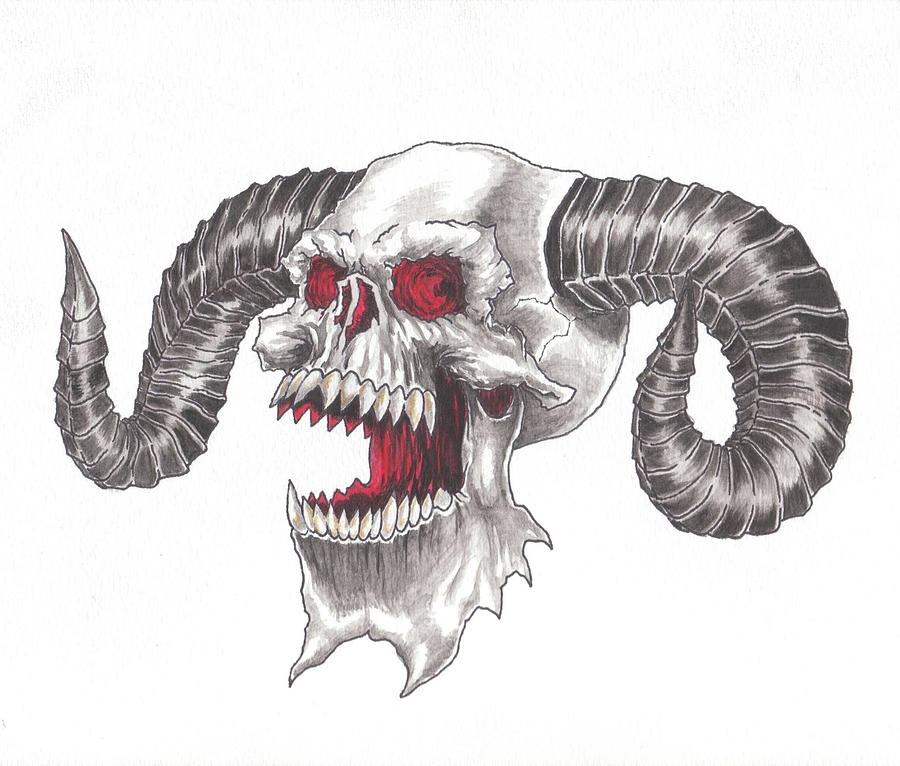 Satanic Skull Drawing