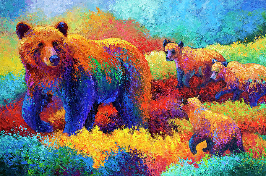 Black Painting - Denali Family by Marion Rose