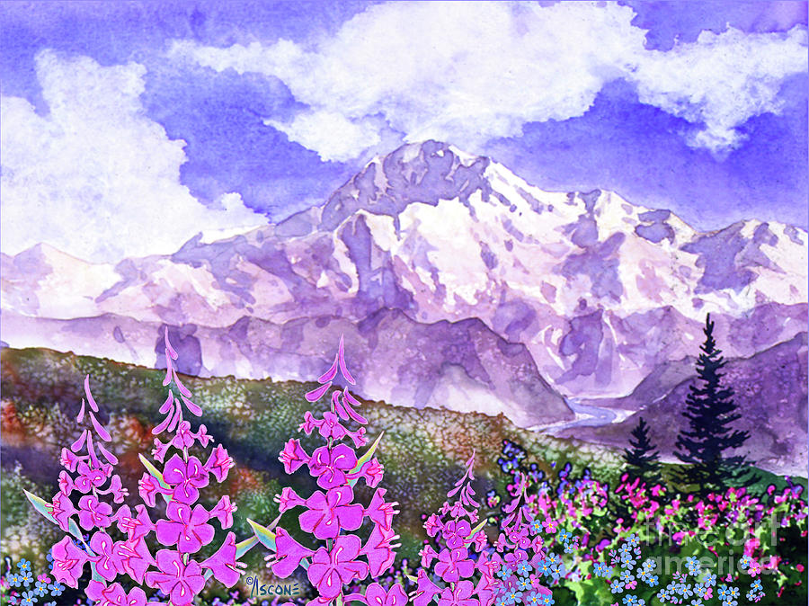 Flower Painting - Denali with Fireweed by Teresa Ascone