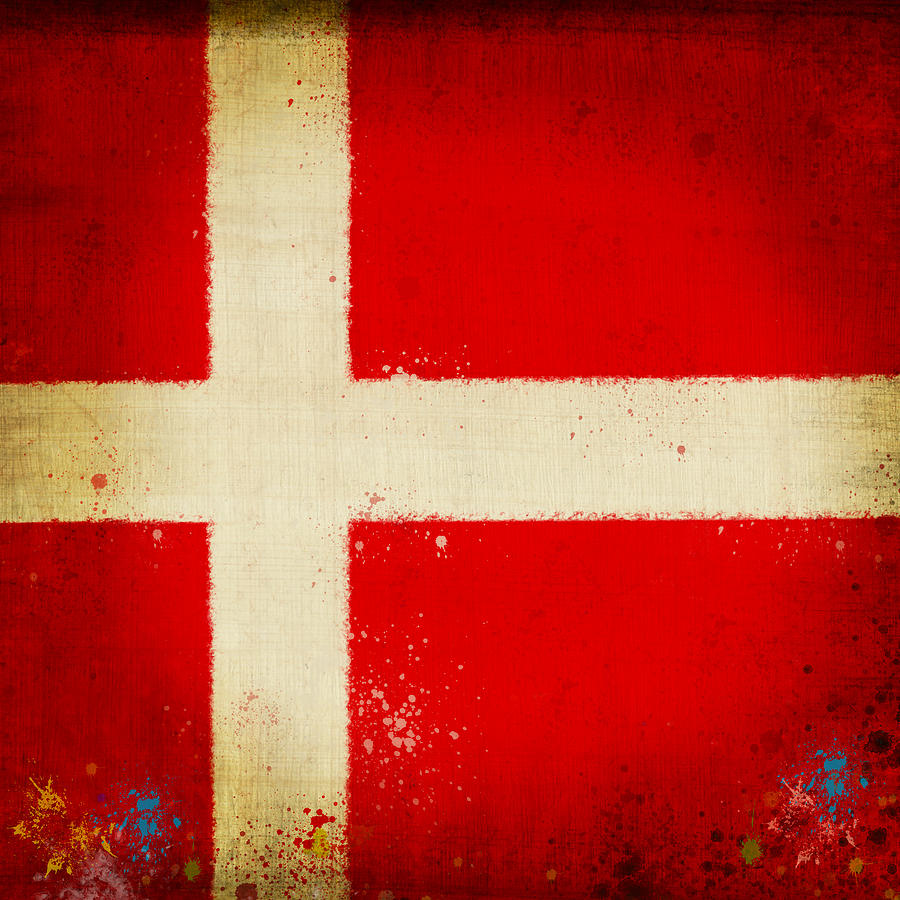 Vintage Painting - Denmark flag by Setsiri Silapasuwanchai