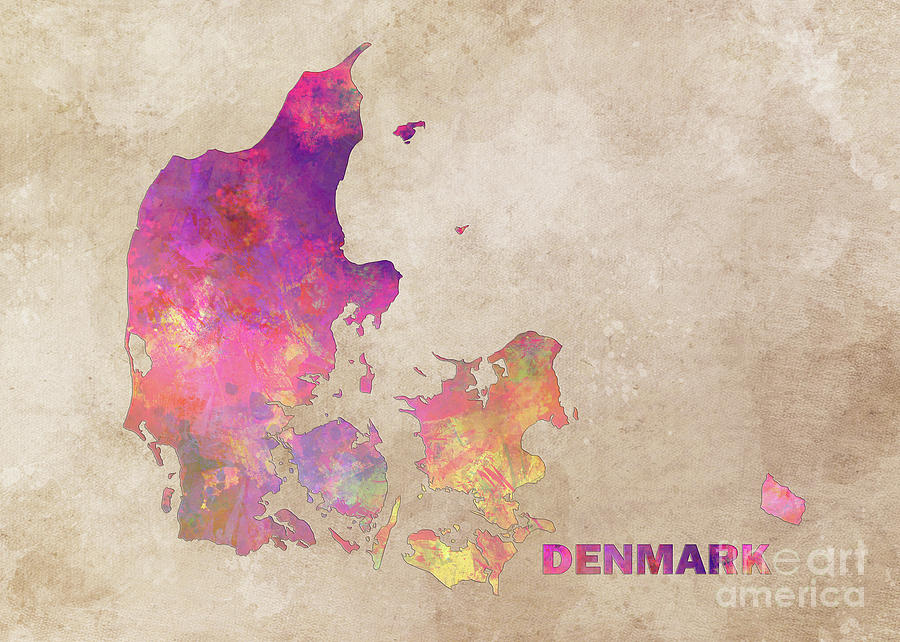 Denmark Map Digital Art