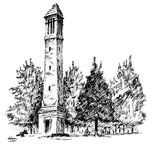 University Of Alabama Drawing - Denny Chimes by Jim Stovall