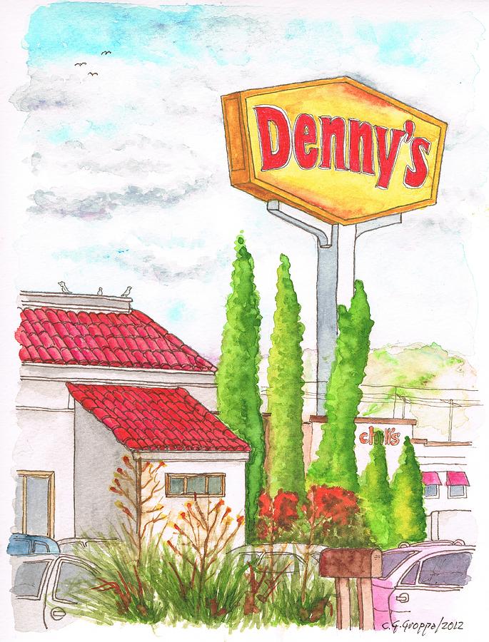 Vintage Sign Painting - Dennys Coffee Shop in Barstow, California by Carlos G Groppa