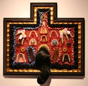 Assemblage Sculpture - Denture Reliquary by Susan Danis Assemblage Sculpture - Denture Reliquary by Susan Danis