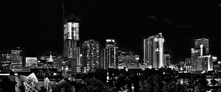Denver at Night in Black and White Photograph by Kevin Munro