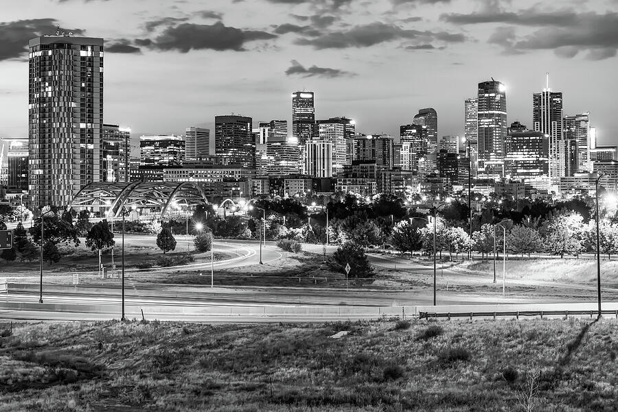 Denver Black and White Skyline Early Morning Photograph by Gregory Ballos