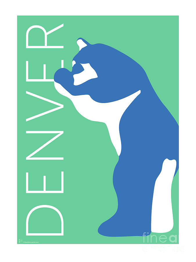 Denver Digital Art - DENVER Blue Bear/Aqua by Sam Brennan