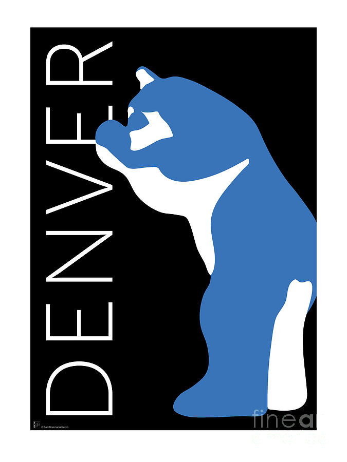 DENVER Blue Bear/Black Digital Art by Sam Brennan