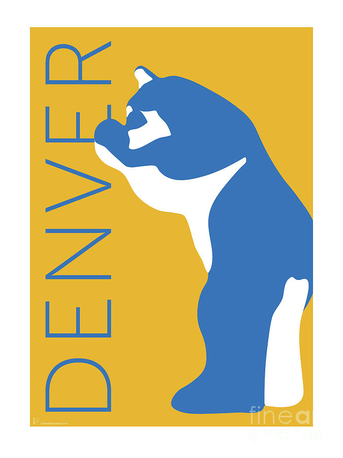 DENVER Blue Bear/Gold Digital Art by Sam Brennan