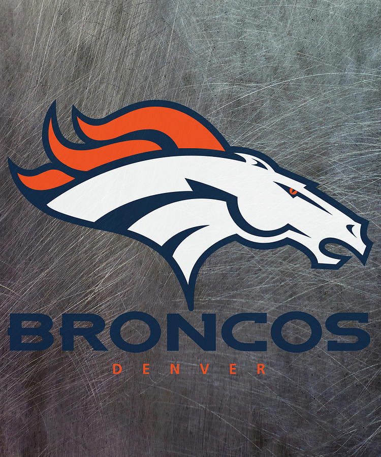 Denver Broncos on an abraded steel texture Mixed Media by Movie Poster Prints