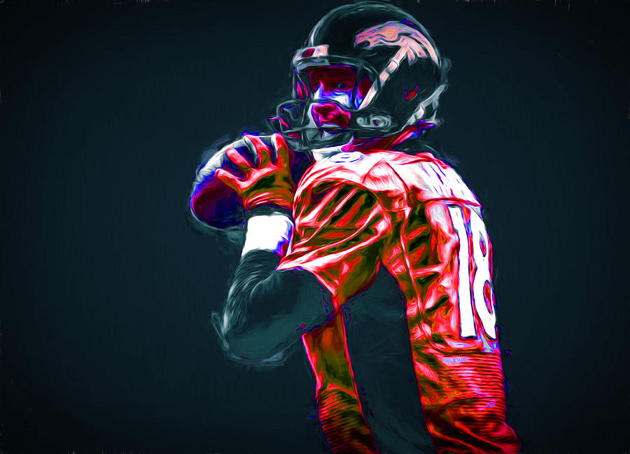 Denver Broncos Peyton Manning Digitally Painted Photograph by David Haskett II
