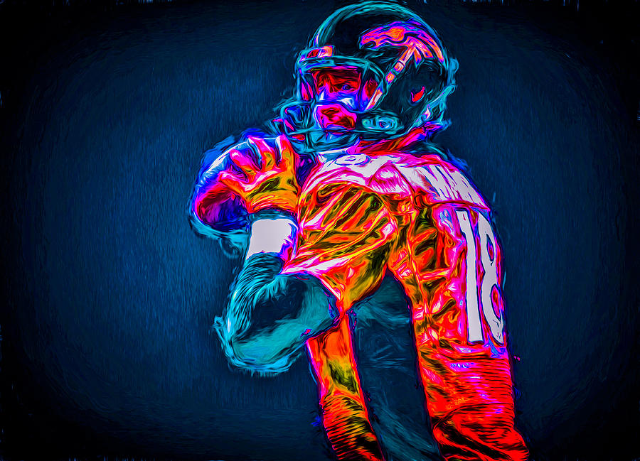 Peyton Manning Photograph - Denver Broncos Peyton Manning Digitally Painted MIX 3 by David Haskett II