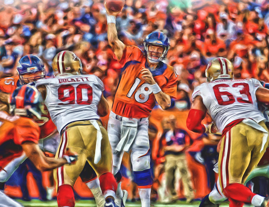 Peyton Manning Denver Broncos Super Bowl 50 Art Photo Print. 